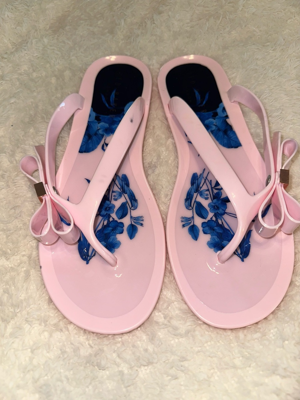 Ted Baker Pink Floral Bow Jelly Sandals